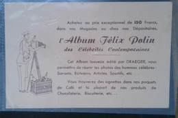 ► Rare Buvard Publicitaire - ALBUM FELIX POTIN (3eme Ou 4eme Collection) Pour Photo De Célébrités (21 X 13 Cm) - Félix Potin