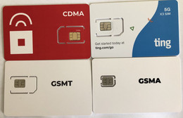 USA : GSM  SIM CARD  : 4 Cards  As Pictured (see Description)   MINT ( LOT G ) - [2] Tarjetas Con Chip