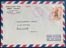 Oceanie Lettre N°229 40FR TIKIS En Polynesie Obl Du Tres Rare Dateur Rouge " Papeete Messageries Postales " Pour Limoges - Briefe U. Dokumente