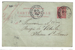 RUEIL Seine Et Oise Carte Postale Entier 10c Semeuse Lignée Yv 129-CP1 Mill 632 Ob 1907 - Cartes Postales Types Et TSC (avant 1995)