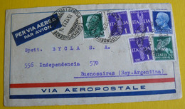 GENOVA 1933 "FRANCHINI & C " 6 BEAUTIFUL STAMPS On SPECTACULAR  ENVELOPE  LETTER  BY AIR MAIL FROM GENOVA FOR  ARGENTINA - Marcophilia (Zeppelin)