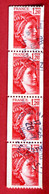 4 Timbres SABINE De Gandon Roulette N° 1981B - Numéro Rouge Au Verso Tp Bas N°560 - Coil Stamps