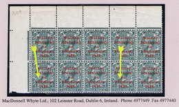 Ireland 1922 Thom Rialtas 5-line Overprint In Red On 4d Block Of 10 Mint With Var "Ei Over 1" - Unused Stamps