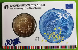 LATVIA, 2015, 2 Euro, 30 Years Of The European Union Flag, Coincard (unofficial) - Lettonia