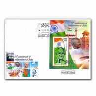 2022 Sierra Leone 75th Anniversary Of Independence Of India Gandhi Miniature Sheet Type II - FDC (**) - Sierra Leone (1961-...)