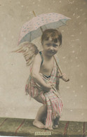 Petite Fille Angelot Les Mois De L' Année Janvier January Cupid . Girl Cold With Umbrella - Anges