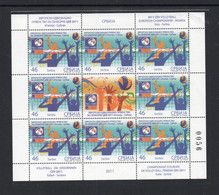 VOLLEYBALL -  SERBIA - 2011 - WOMENS  VOLLEYBALL SHEETLET OF 8 + LABEL MINT NEVER HINGED - Volleyball