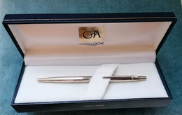 PENNA SFERA CARAN D'ACHE PLACCATA ARGENTO 2000 SWITZERLAND SILVER BALLPOINT PEN BOXED - Stylos