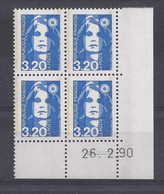 BRIAT N° 2623 - Bloc De 4 COIN DATE - NEUF SANS CHARNIERE - 26/02/90 - 2 Traits - 1980-1989