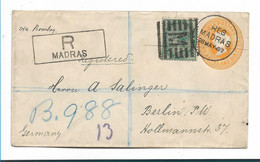 IB111 / INDIEN (brit.) Kleinformatige GA Aufgewertet Zum Einschreiben Madras - Berlin 1887 - 1882-1901 Empire