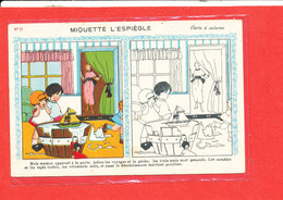 CARTE A COLORIER Cpa Animée Miquette L ' Espiegle N ° 11  Format 14 Cm X 9 Cm - Jeux Et Jouets