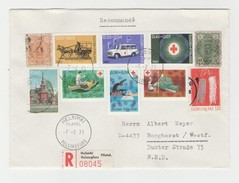 GOOD Finland REGISTERED Postal Cover To Germany 1973 - Good Stamped: Car ; Red Cross ; Church - Lettres & Documents