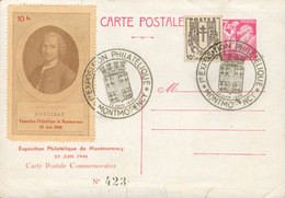 Exposition Philatélique De MONTMORENCY - 23 JUIN 1946_ CP Commémorative N° 423_ Jean-Jacques ROUSSEAU* Blason**2 Scan - Exposiciones Filatelicas