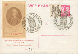 Exposition Philatélique De MONTMORENCY - 23 JUIN 1946_ CP Commémorative N° 423_ Jean-Jacques ROUSSEAU* Blason**2 Scan - Esposizioni Filateliche