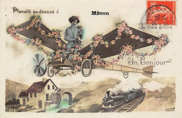 71-MACON- PLANANT AU-DESSUS DE MACON -UN BONJOUR - Macon