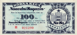 BOSNA  --  ROBNA KUCA  ,, Na - Ma  NARODNI MAGAZIN ;;  -  BON ZA KUPOVINU IND ROBE  - 100 DINARA   -  UNC  - RRR -  1958 - Bosnie-Herzegovine