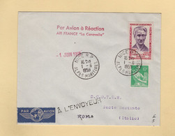 1ere Liaison Par Avion A Reaction - Caravelle - Nice Rome - 1-6-1959 - First Flight Covers