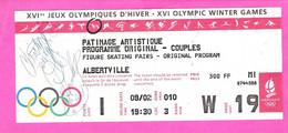 Jeux Olympiques Hiver Albertville 1992 Billet Patinage Artistique Couple Dédicacé Hough/Ladret Canada - Autographes