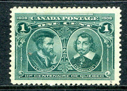 Canada 1908 Quebec Tercentenary - 1c Jacques Cartier & Samuel Champlain MNG (SG 189) - Neufs