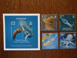 South Georgia And South Sandwich Island 2010, 488-491 & BL20 MNH, Marine Life - Géorgie Du Sud