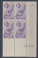 MONACO - N° 300 - HOMMAGE PRESIDENT ROOSEVELT - Bloc De 4 COIN DATE - NEUF SANS CHARNIERE - 27/11/46 - Unused Stamps