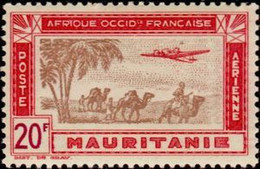 Mauritanie Mauritania - PA 16 - 1942 - Avion Et Caravane - 20F - MH - Mauritania (1960-...)
