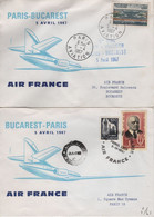 Vol Allee Retour - Paris Bucarest - 1967 - Erst- U. Sonderflugbriefe