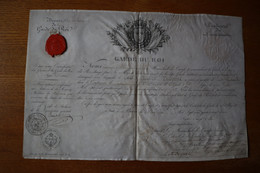 1792 Rare  Brevet De Garde Du ROI  Licenciement Autographe J G BAUDE De Pont L'abbé  Cachet Royal - Documents Historiques