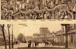 Namur La Gare Tram Attelage 1911 Tracé De La Meuse Dave Lustin Yvoir Dinant 2 Vues (pas Courant) - Namen