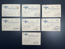 Lot De 7 Cartes De Membre Anciens De L'Aéronautique Militaire Paris 1930 à 1939 Aviation - Membership Cards