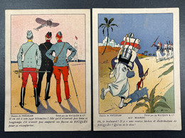 Lot De 2 Chromos RICQLES Illustrées Par PREJELAN "Au Maroc" Militaires Spahis Aviation WW1 Publicité Ancienne - Werbung