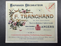 Carton Prospectus Publicitaire Ancien Tapissier Décorateur F. TRANCHAND Angers 2 Rue Daillière - Pubblicitari