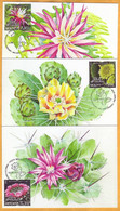 2022  Moldova Maxicard  „Flora. Cactus Flowers From Botanical Garden.” Set - Moldova