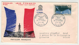 France // FDC // 1950-1959 // Lettre 1er Jour Pavillon Français à L'exposition De Bruxelles 1958 Le 12.04.1958 - 1950-1959