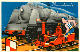 Chemin De Fer * CPA Illustrateur Publicitaire Ancienne Cirage LION NOIR * Train Machine Locomotive Cheminot - Autres & Non Classés