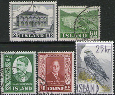 ISLANDIA – ICELAND 5 Sellos Usados Altos Valores Años 1950-59 = AVES = OVEJAS – Valorizados En Catálogo € 123,00 - Lots & Serien