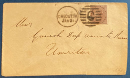 Colonies Anglaises Inde Lettre N°11 1 Anna Brun Oblitéré Du Killer C De Calcutta Pour Amritsar TTB - 1858-79 Crown Colony