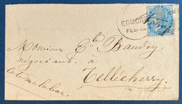 Colonies Anglaises Inde Lettre N°9  1/2 Anna Bleu Oblitéré Du Killer De EGMORE Pour Tellecherrry "cote De Malabar " - 1858-79 Kronenkolonie