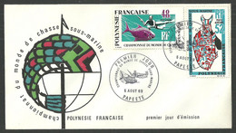 FRENCH POLYNESIA 1969 UNDERWATER HUNTING SCUBA MARINE LIFE FIRST DAY COVER FDC - Covers & Documents