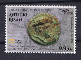 MONTENEGRO 2022,EUROMED POSTAL,ANTIQUE RISAN,COIN ON STAMP,ANTIQUE CITIES,MNH - Montenegro