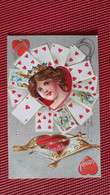 CPA GAUFREE - FANTAISIES - SAINT VALENTIN - CARTES A JOUER - AS DE COEUR - San Valentino