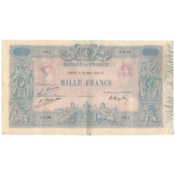 France, 1000 Francs, J.2196, TB+, Fayette:36.42, KM:67j - 1 000 F 1889-1926 ''Bleu Et Rose''