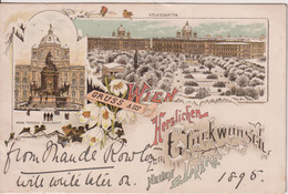 AUSTRIA  - Gruss Aus WEIN. Herzlichen - 1895 Chromo With Illustrations.  VG Postmark And Undivided Rear - Saluti Da.../ Gruss Aus...