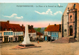Fauquembergues * La Place Et Le Portail De L'église Du Village - Fauquembergues