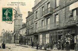 Beuzeville * La Grande Rue Et L'église * Commerce Magasin LEFEVRE - Autres & Non Classés