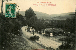 Moux En Morvan * Route Et L'étang Du Moulin De Chazelle * Attelage De Boeufs - Autres & Non Classés