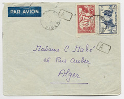 NIGER 90C RARE +1FR50 LETTRE COVER AR AVION MARADI 1939 NIGER POUR ALGERIE CENSURE - Brieven En Documenten