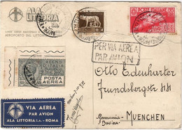 Italia 1935 Cartolina Da Milano Per MONACO DI BAVIERA - Marcophilia (AirAirplanes)
