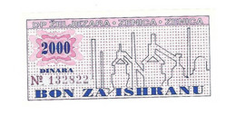 *bosnia Zenica  Dp Zeljezara Metal Factory Foodbon  2000 Dinara Ref53  Unc - Bosnie-Herzegovine