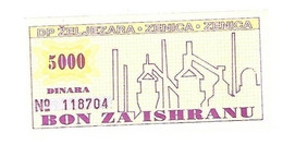 *bosnia Zenica  Dp Zeljezara Metal Factory Foodbon  5000 Dinara Ref54  Unc - Bosnie-Herzegovine